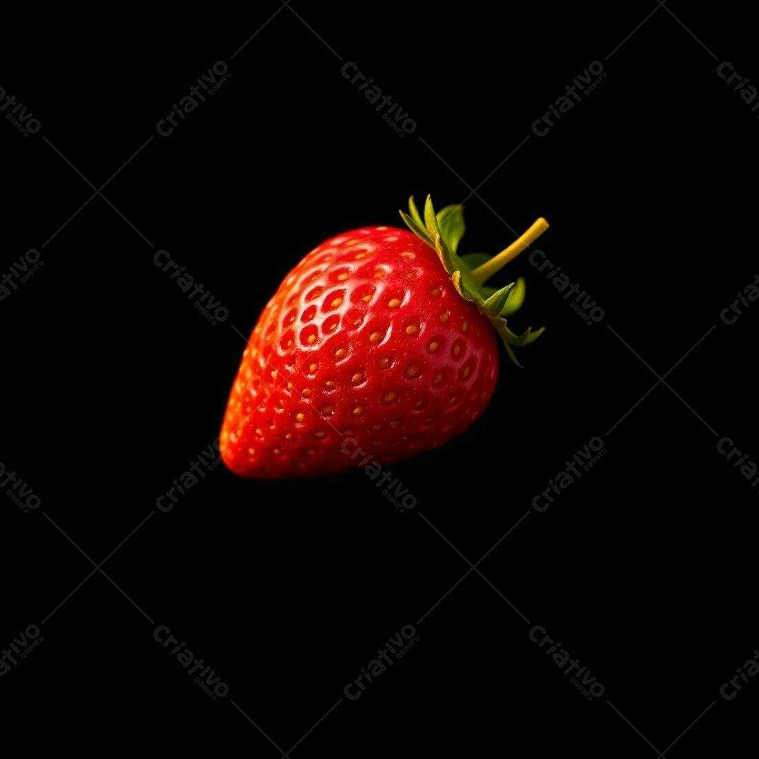 Morango vermelho sobre fundo preto