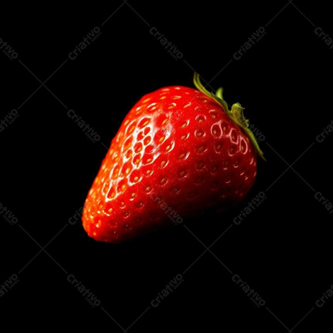 Morango vermelho sobre fundo preto