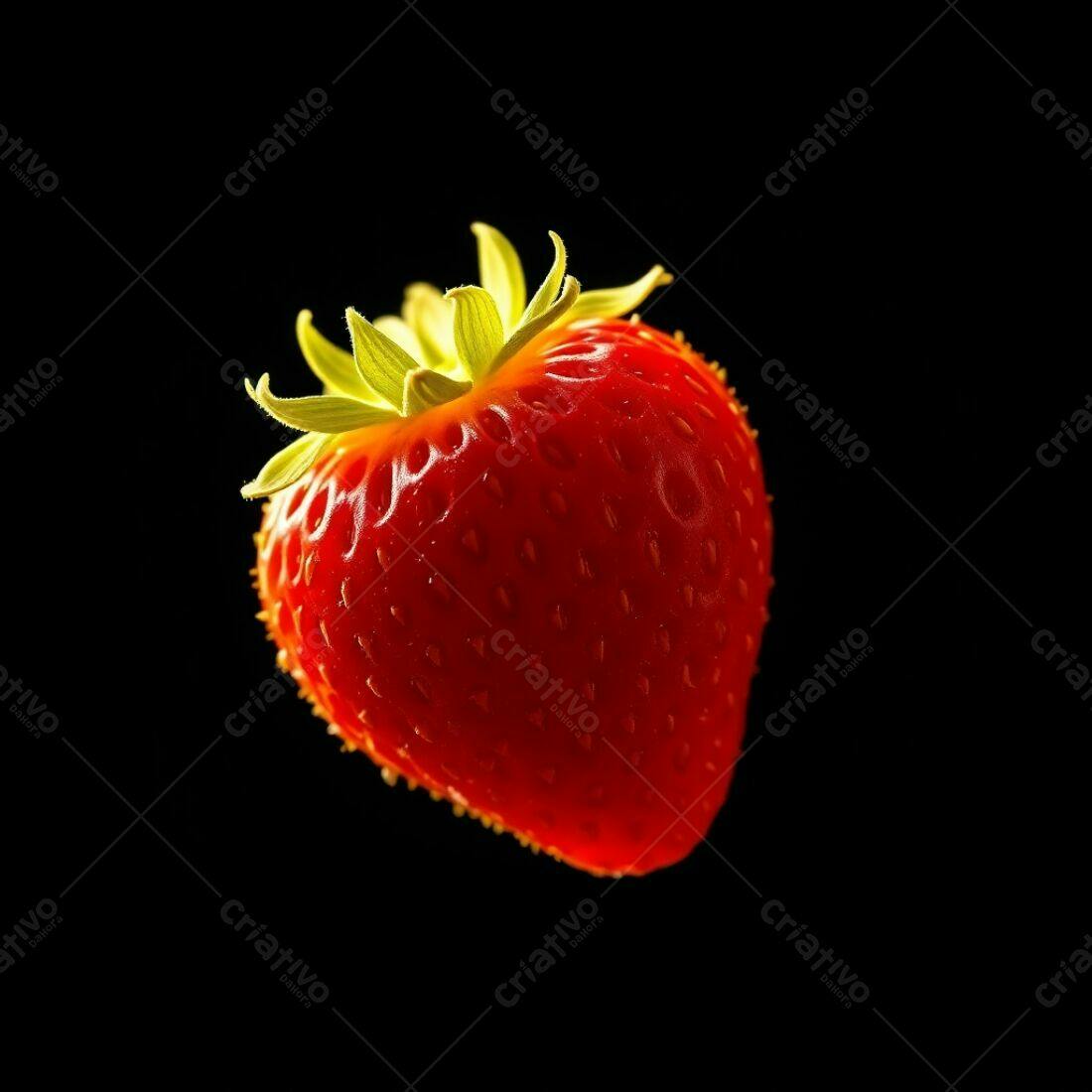 Morango vermelho sobre fundo preto