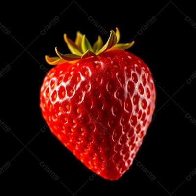 Imagem De Um Morango Realista Com Fundo Preto