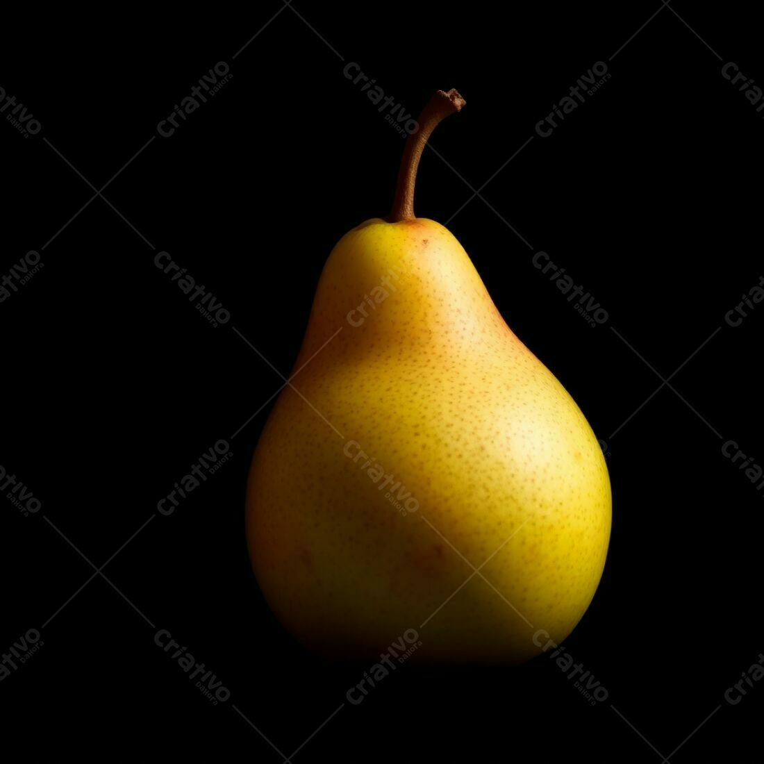 Pera madura fundo preto iluminação dramática