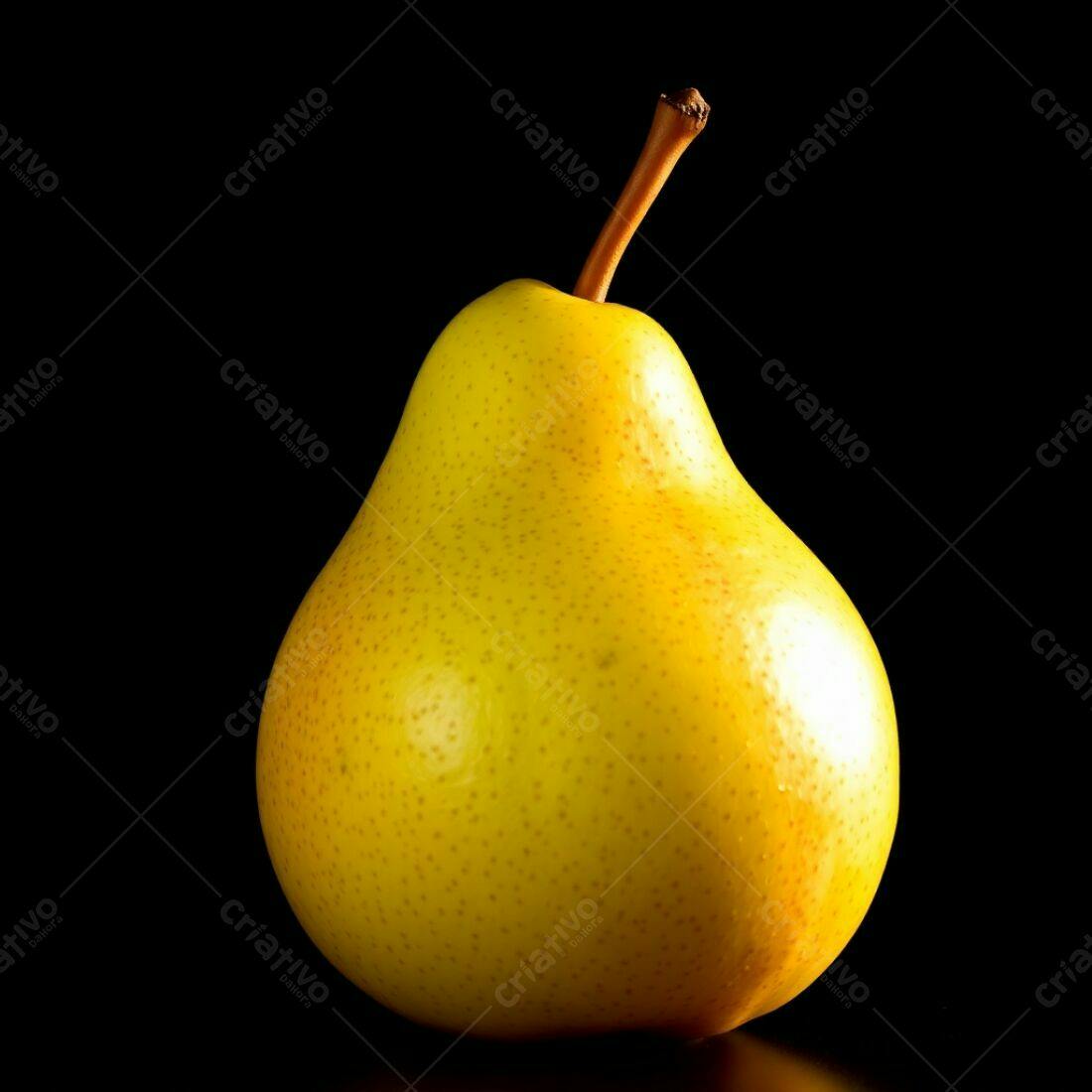 Pera amarela madura fundo preto