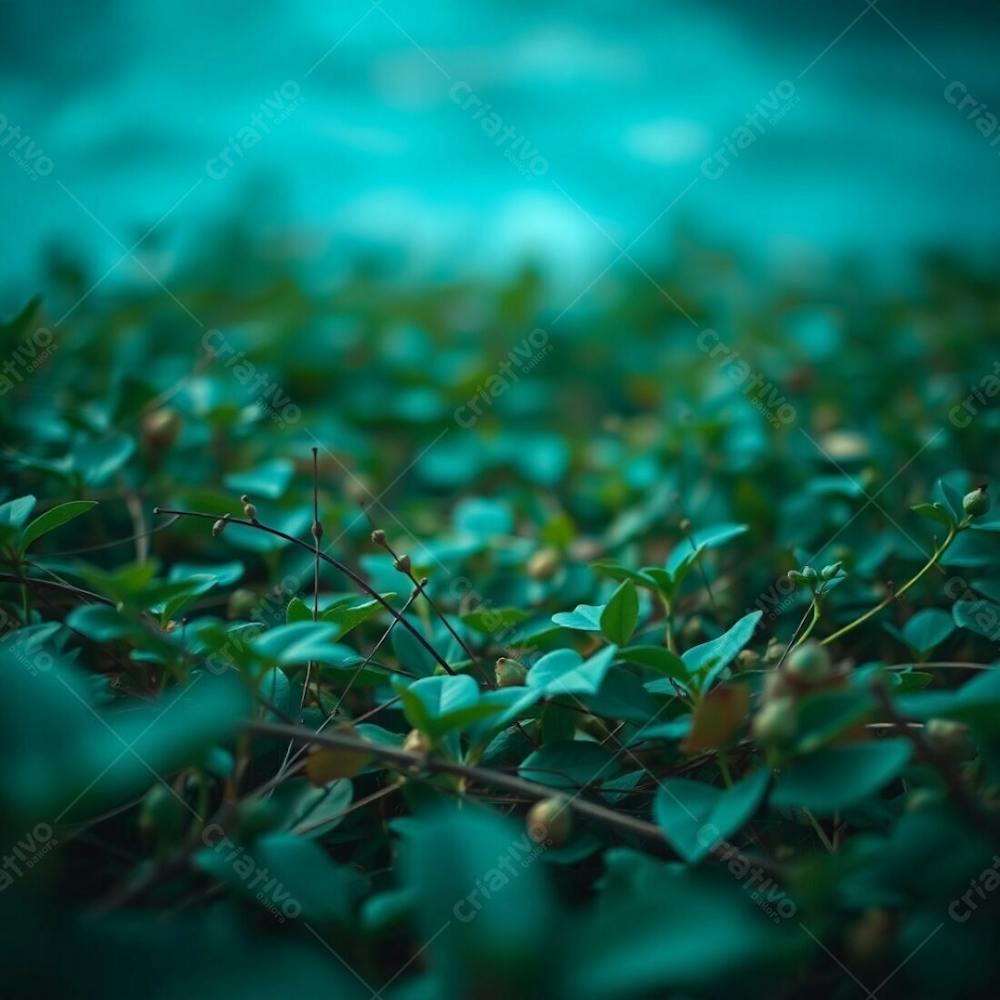 A Photorealistic Image Of A Beautiful Natural Scene, Rich Deep Teal Color Palette, Focusing On Luxurious And Vibrant Textures, Depth Of Field, And Sharp Details