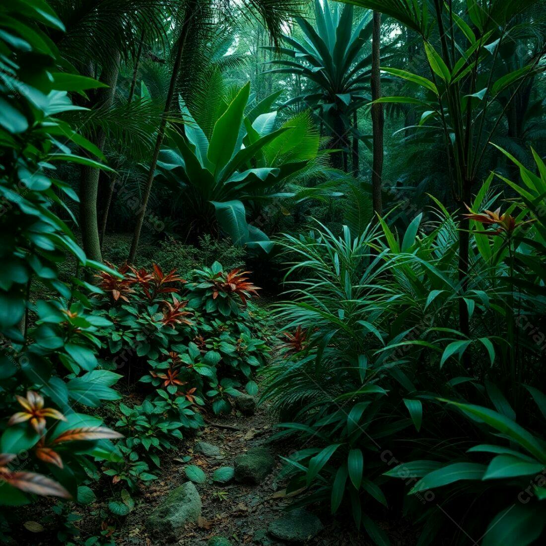 Trilha na floresta tropical exuberante