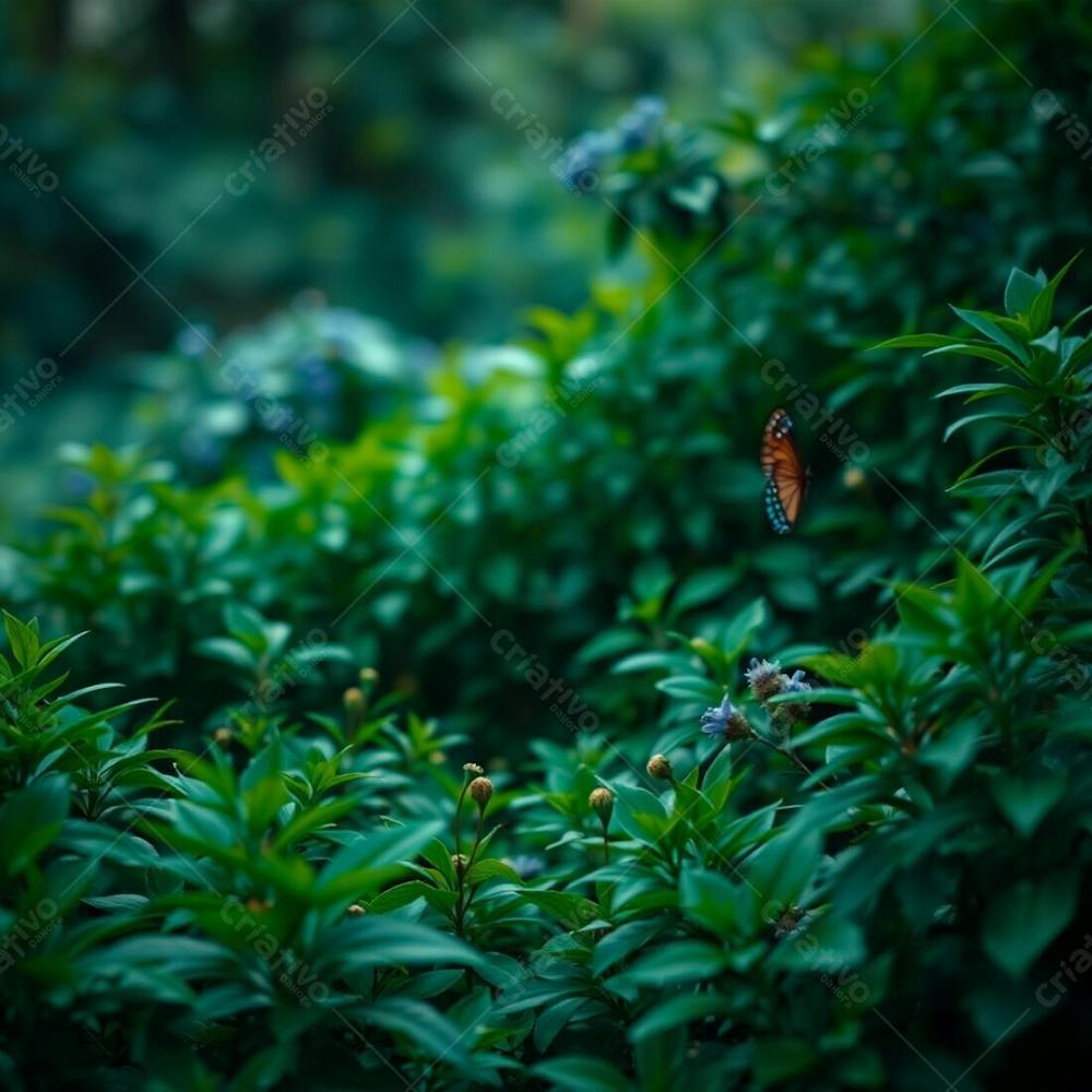 A Photorealistic Image Of Lush Nature In Rich Deep Teal Tones Luxurious And Vibrant, Emphasizing Vibrant Greens And Blues With A Shallow Depth Of Field