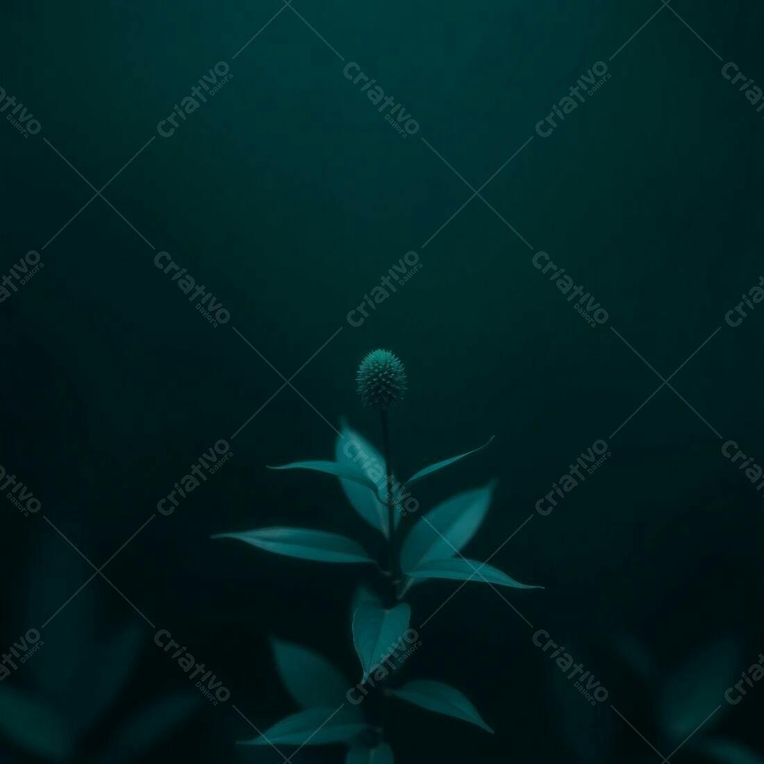 Planta com flor esférica em tom verde-escuro