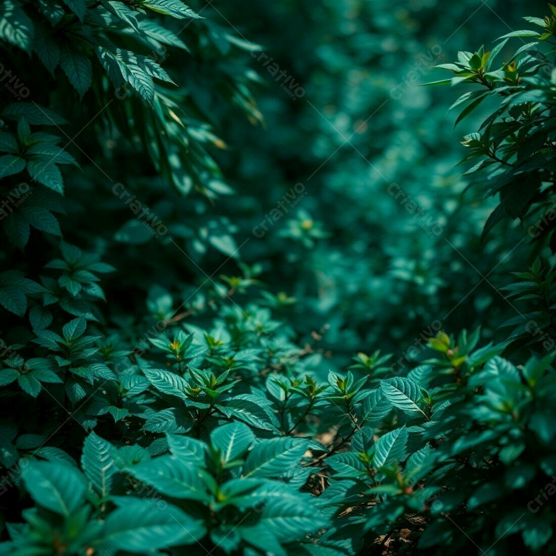 Folhagem verde escura exuberante