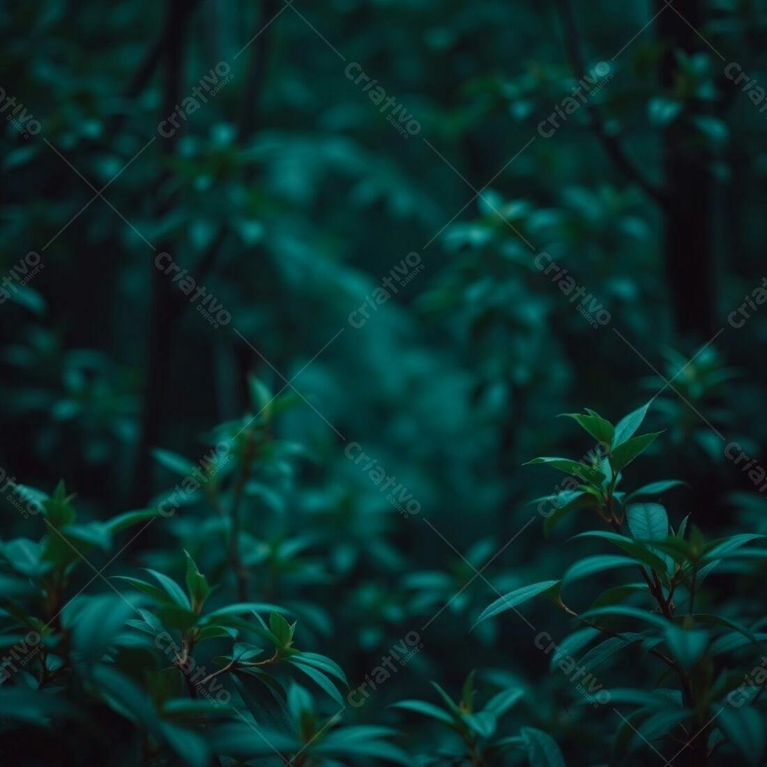 Folhagem verde escura em floresta densa