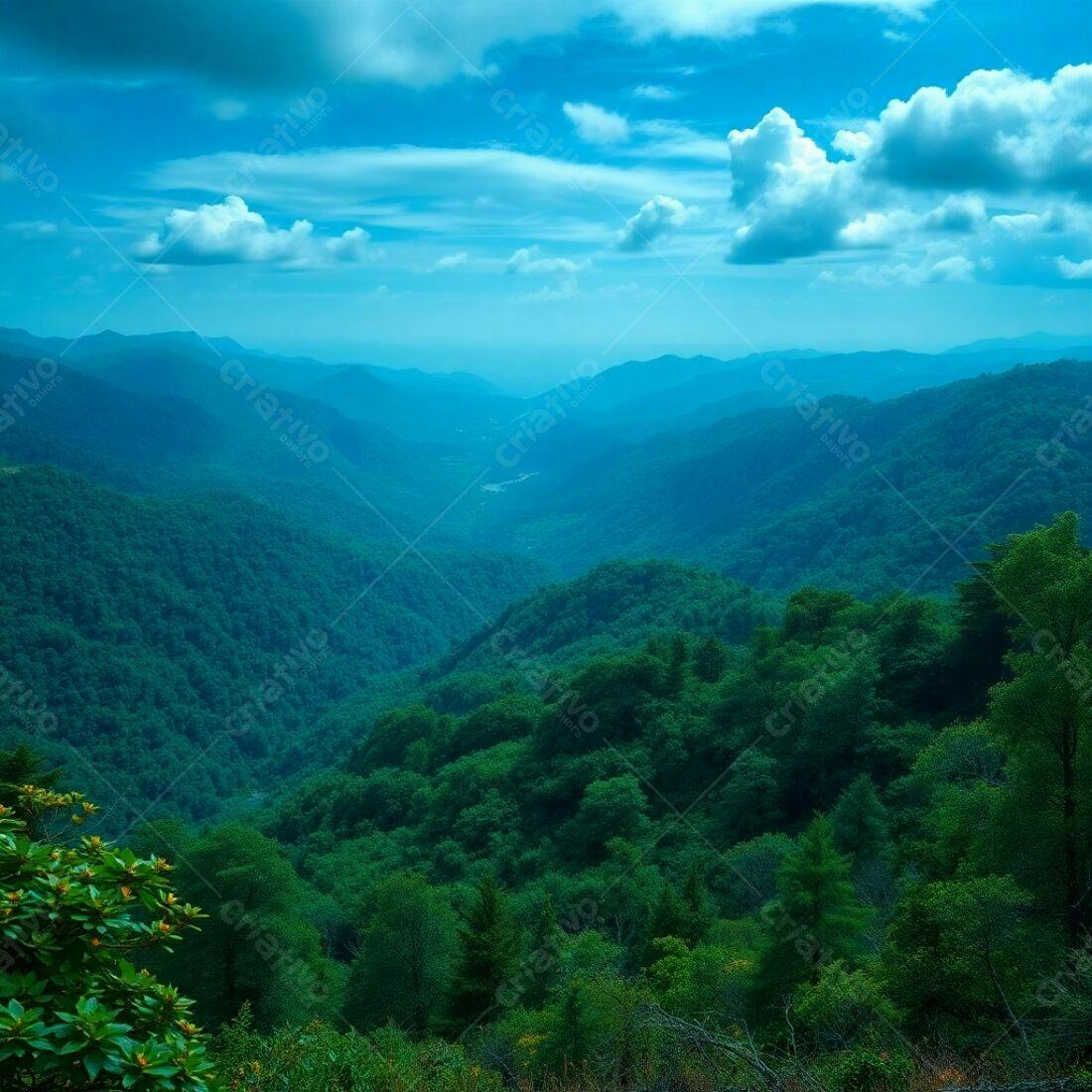 Paisagem montanhosa azul e verde