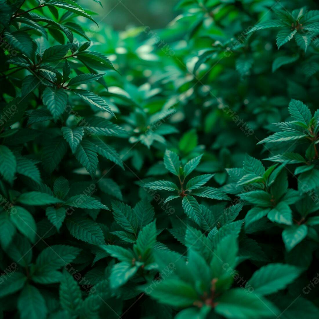 Folhagem verde escura exuberante