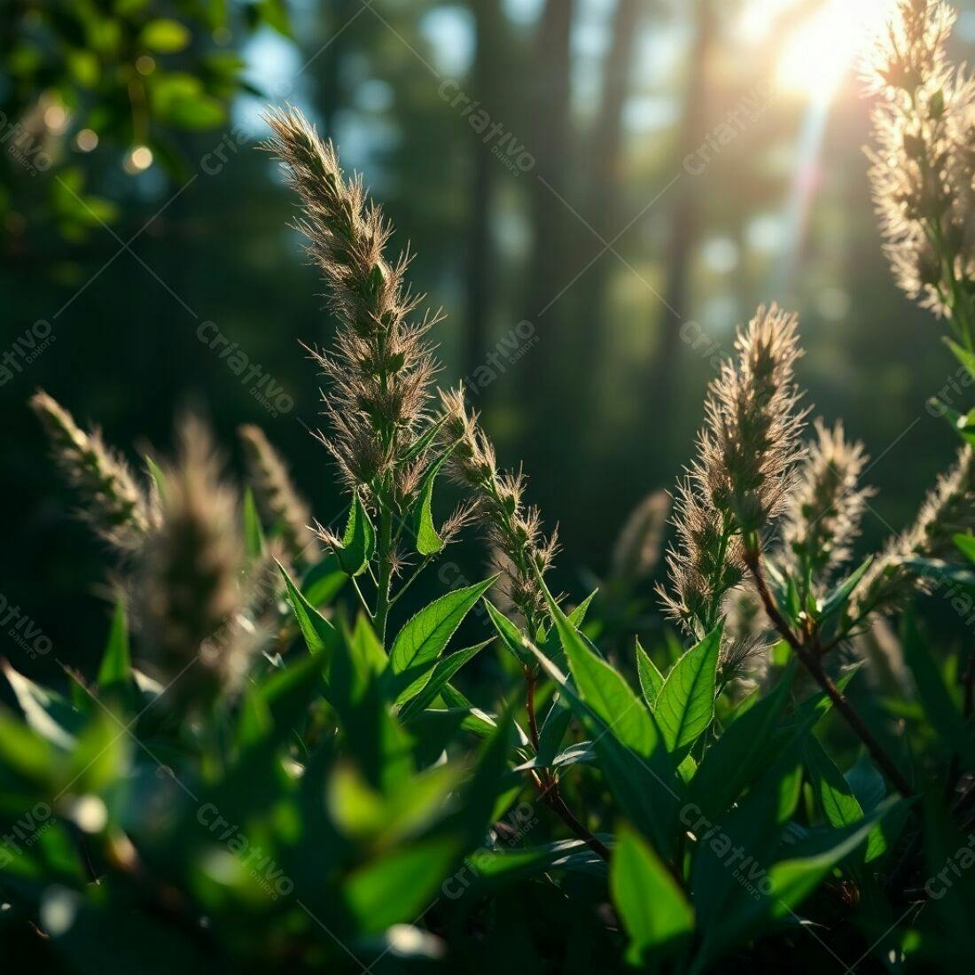 Flores silvestres ao entardecer dourado