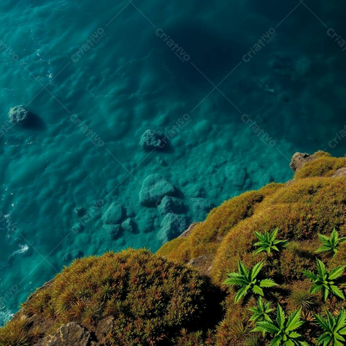 Costa rochosa com água turquesa