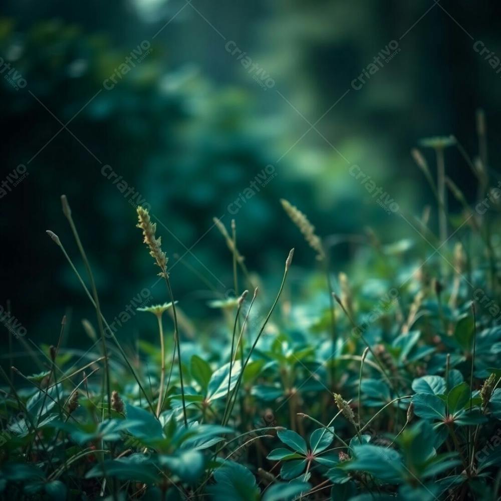 Photorealistic Image Of Nature With A Rich Deep Teal Color Scheme, Luxurious And Vibrant Style, Showing Depth Of Field And A Sense Of Tranquility