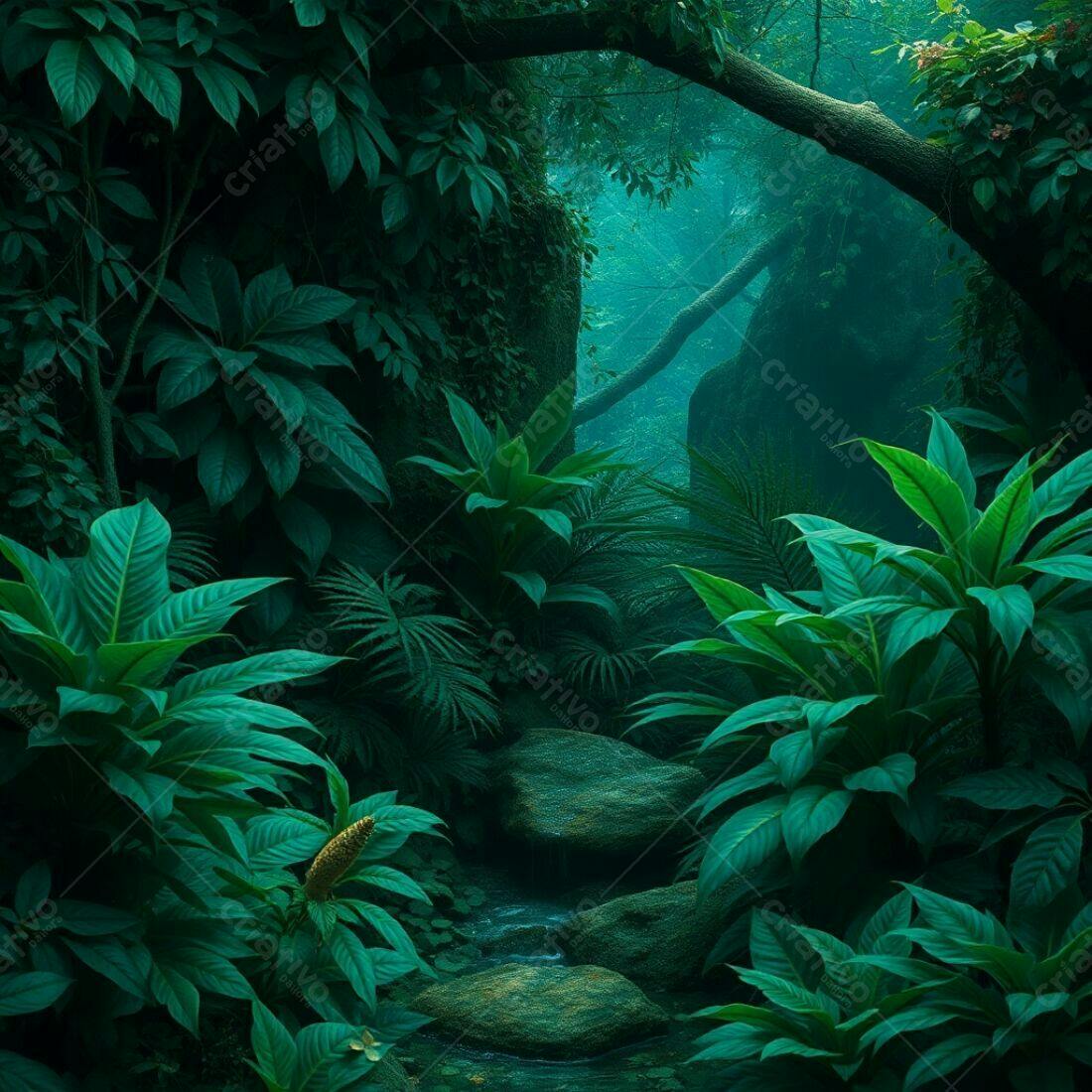 Trilha na floresta tropical escura