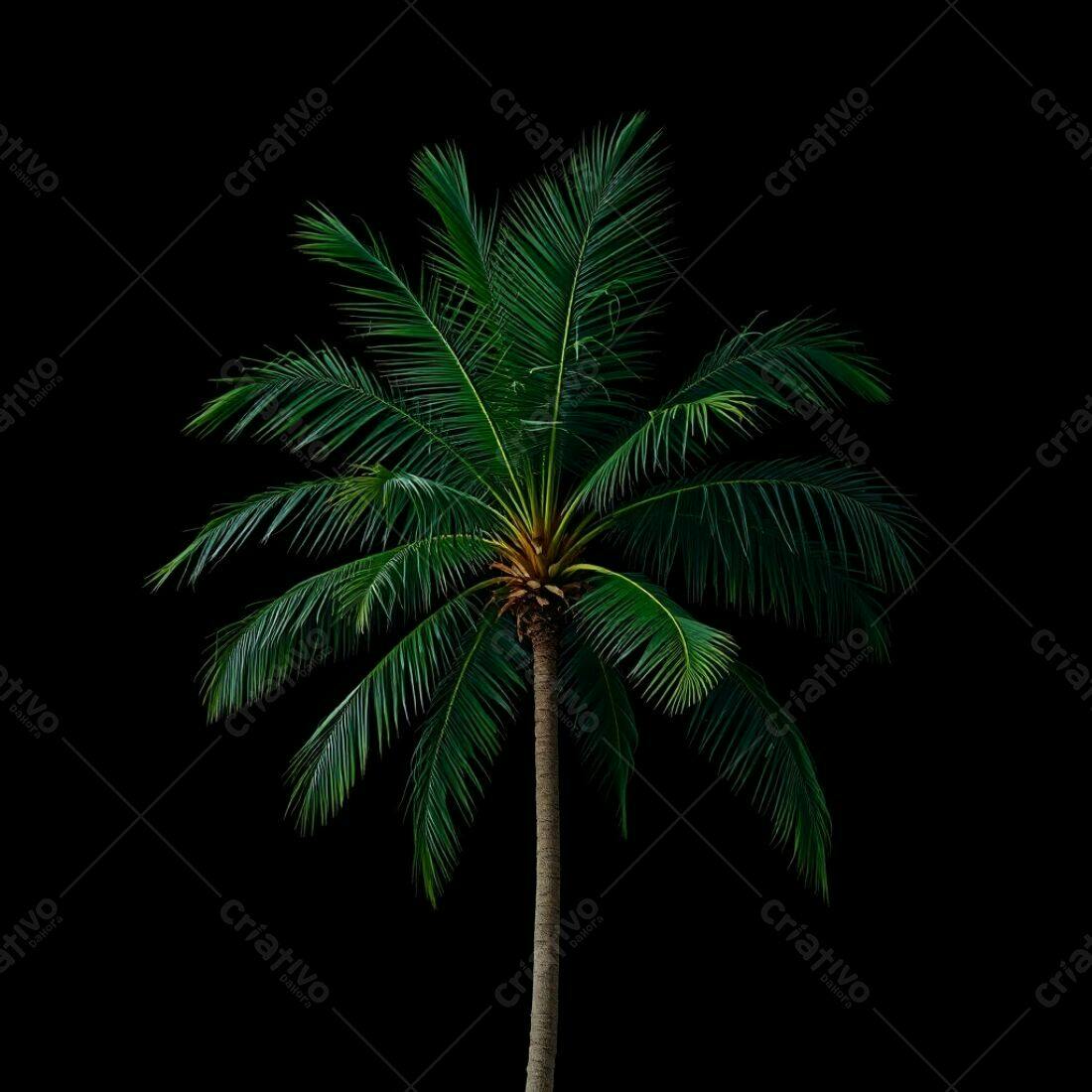 Palmeira tropical isolada fundo preto