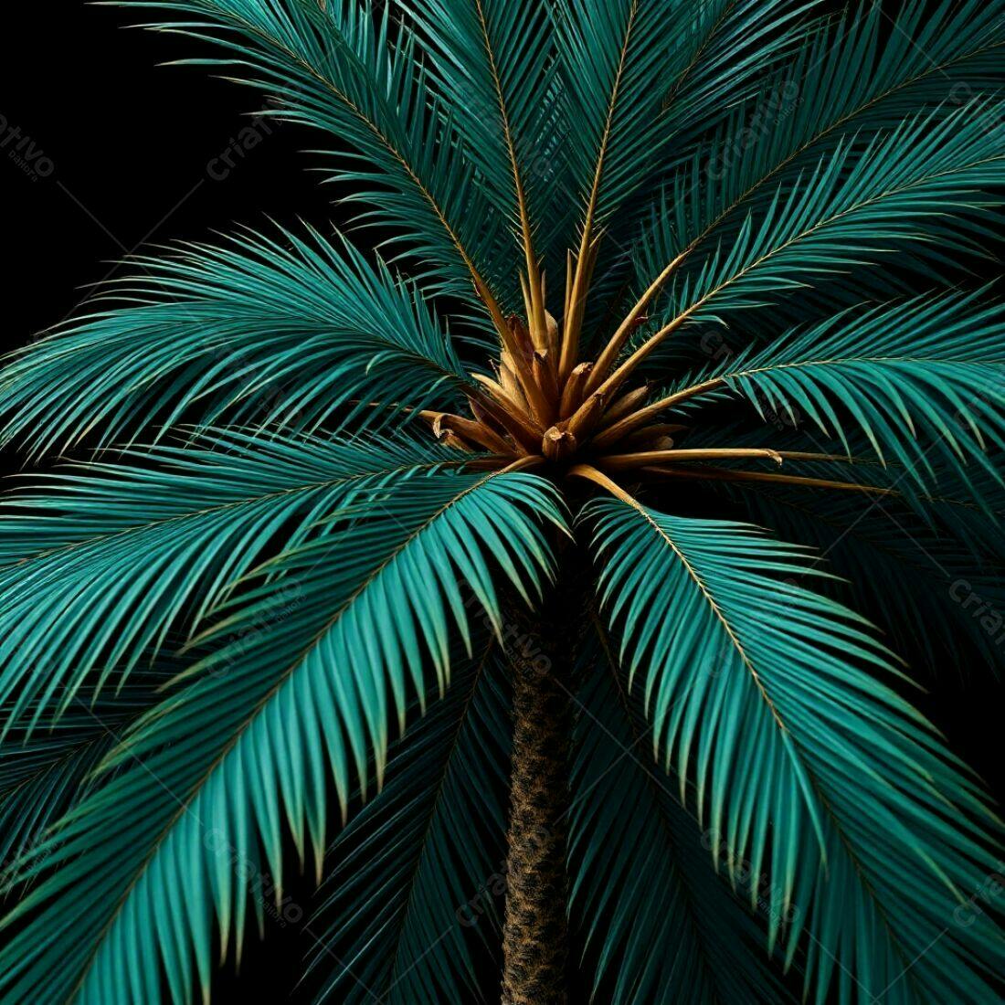 Palmeira tropical com folhas verde-escuras