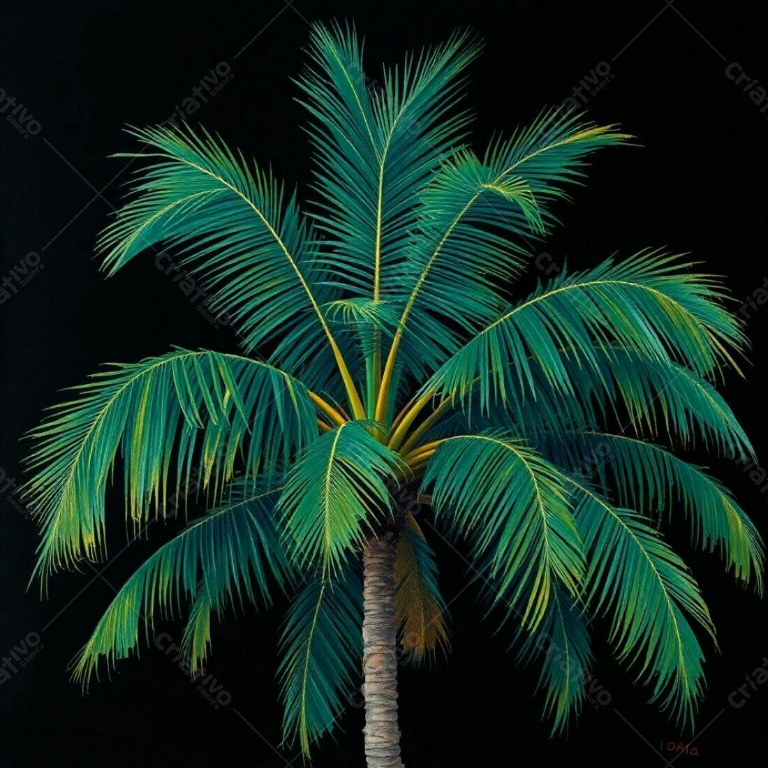 Palmeira tropical fundo preto