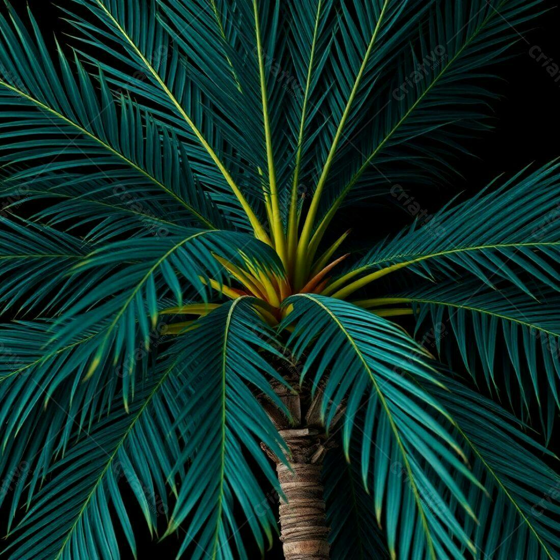 Palmeira tropical com folhas verde-escuras