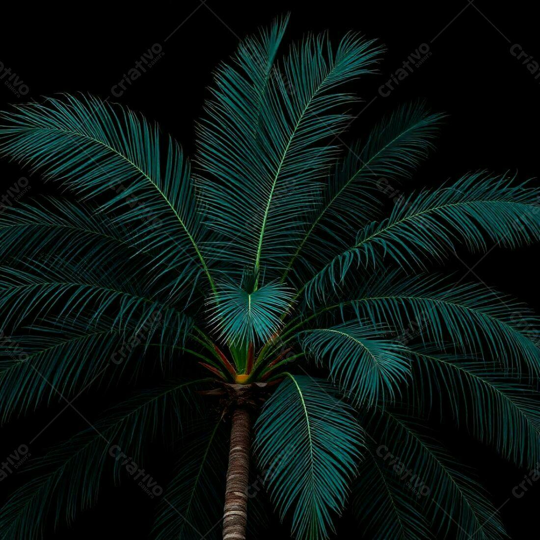 Palmeira tropical escura e exuberante