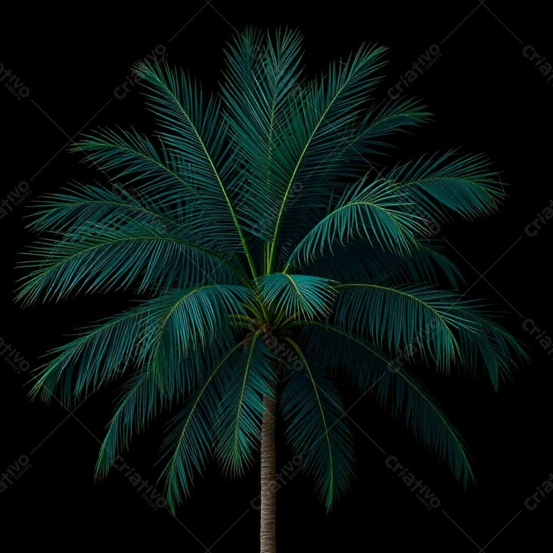 Palmeira tropical escura fundo preto