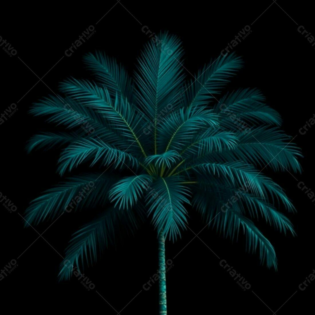 Palmeira tropical fundo preto
