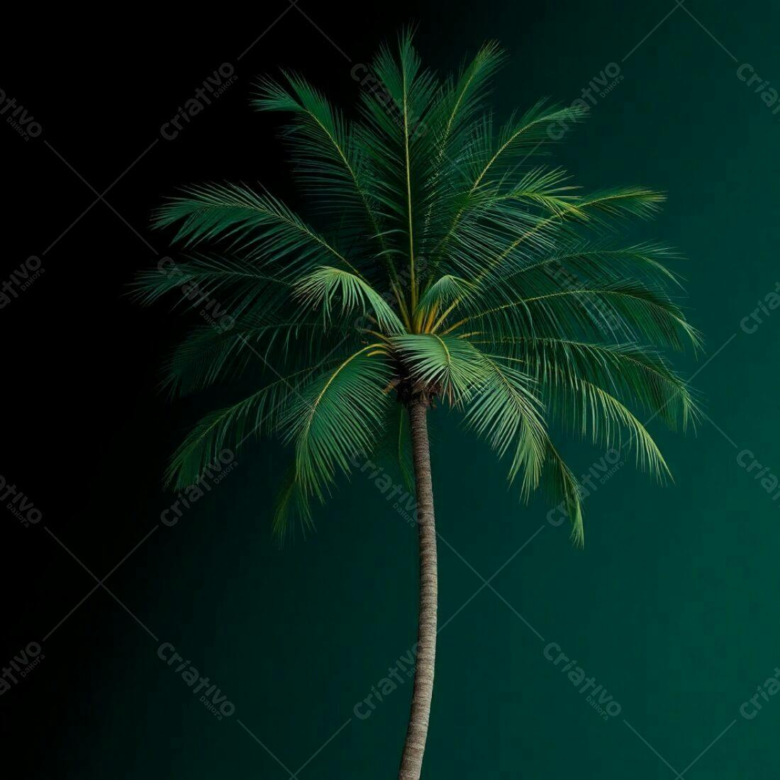 Palmeira tropical fundo verde escuro