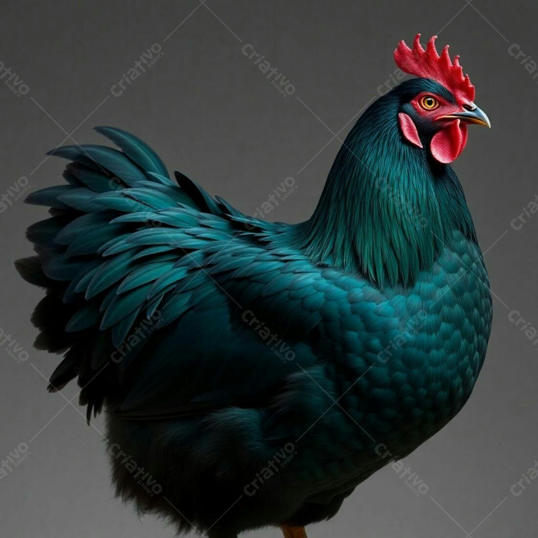 Galo Azul-Esverdeado em Fotografia de Estúdio