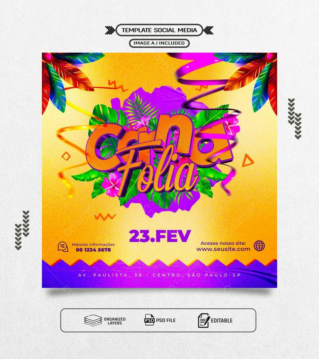 Flyer Carnaval PSD Editável