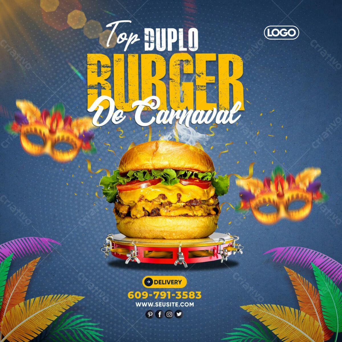 Flyer Burger Carnaval PSD Editável