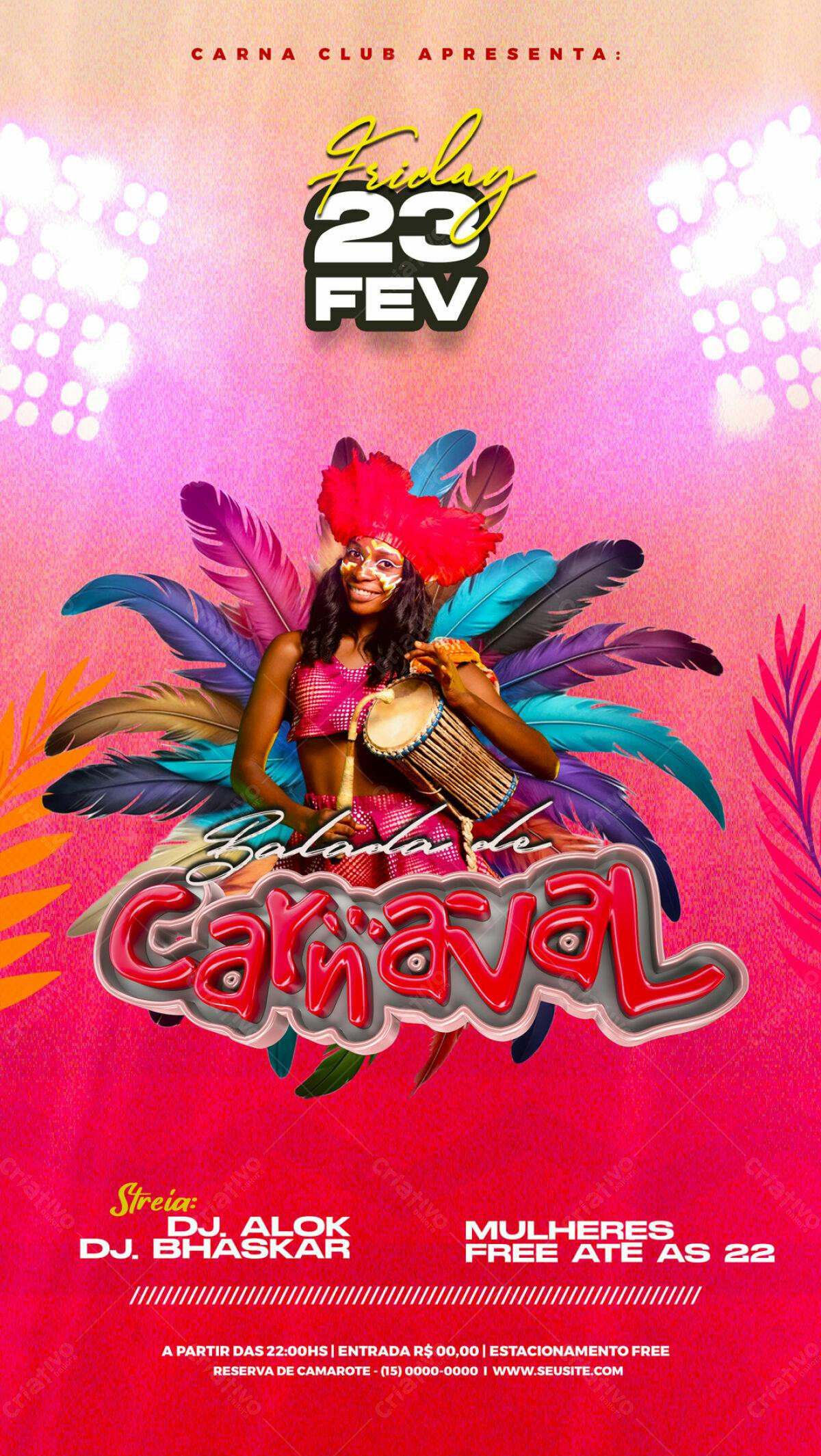 Flyer para Festa de Carnaval PSD Editável