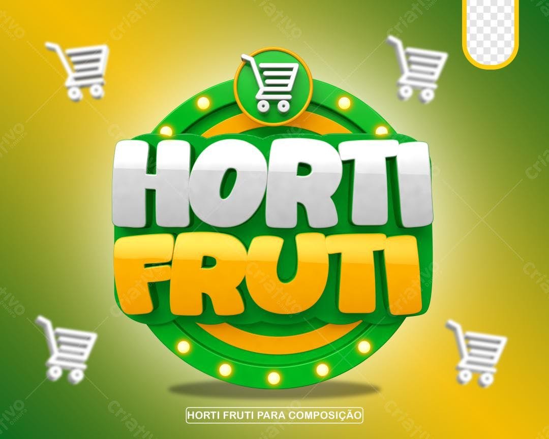 Selo 3D promocional verde e amarelo brilhante