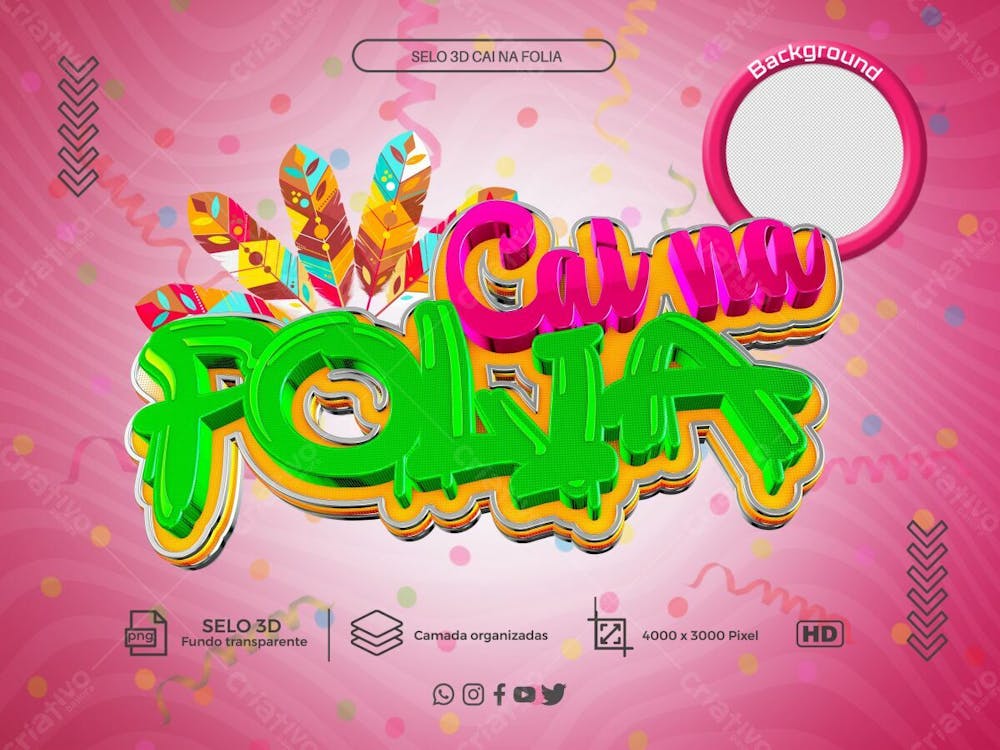 Selo 3D Com Tema De Carnaval