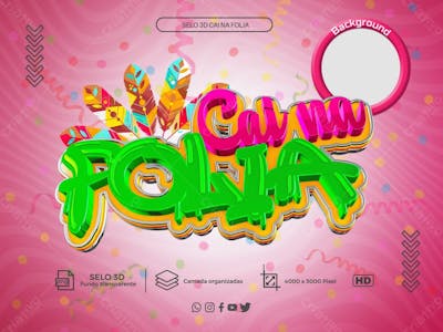 Selo 3D Com Tema De Carnaval