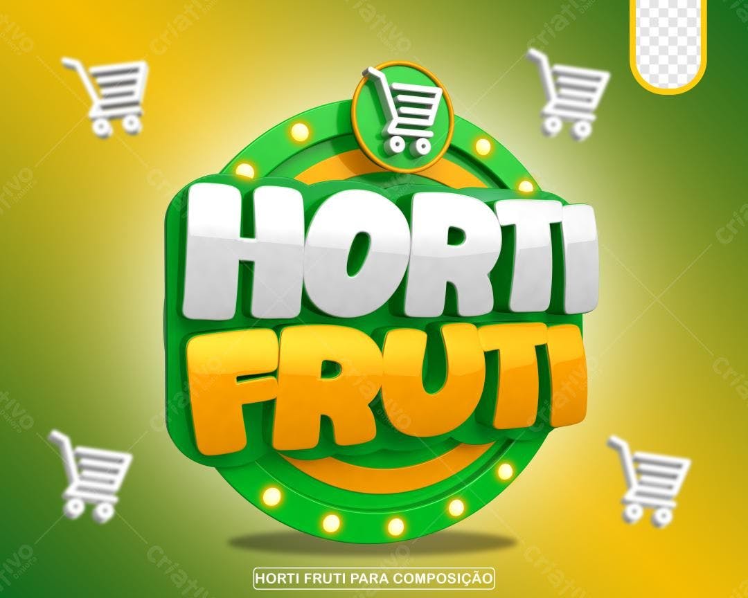 Selo 3D promocional verde e amarelo brilhante
