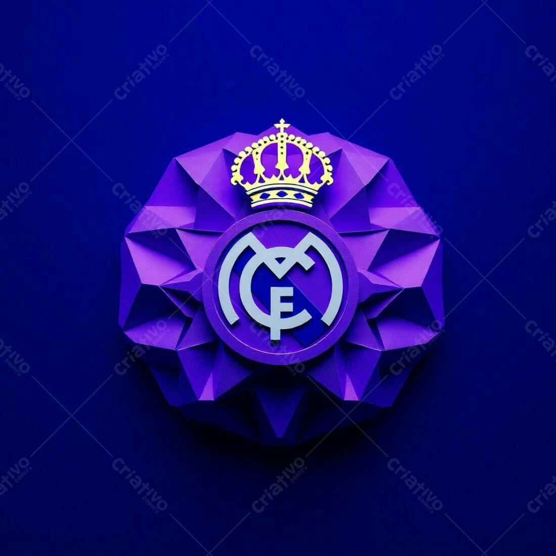 Escudo Real Madrid em relevo roxo