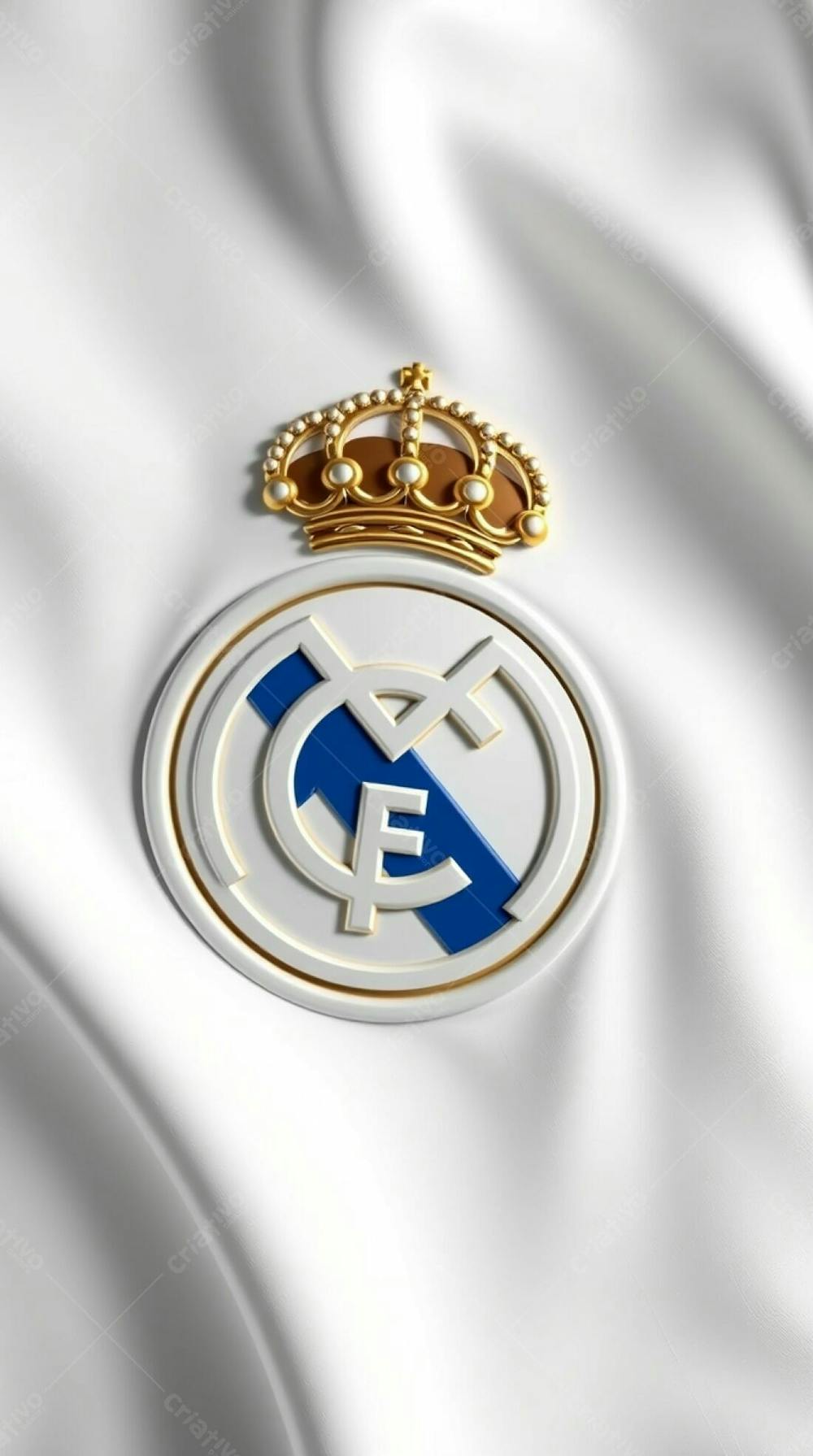 3D Render Of A Real Madrid Flag, Textured Like Sculpted Clay, With Smooth Color Transitions. The Flag, White With Subtle Folds, Is Dynamically Lit To Showcase Rea