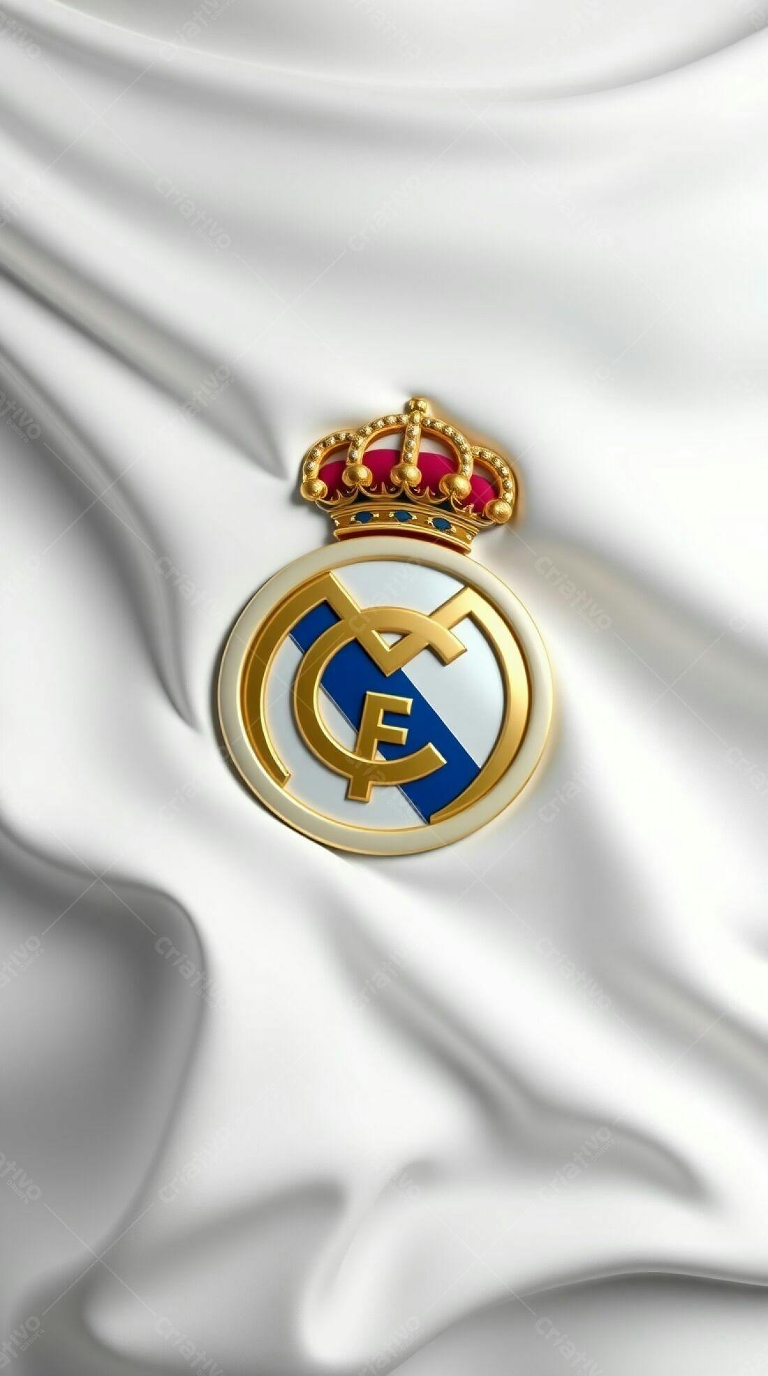 Brasão Real Madrid em tecido branco