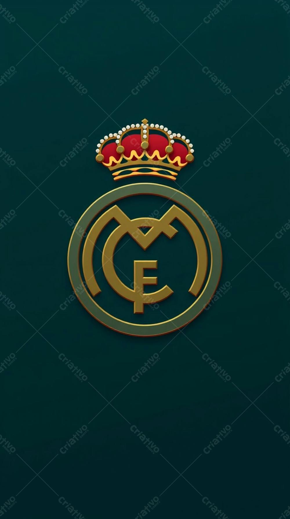 Geometric Logo Design, Rich Deep Teal, Luxurious And Vibrant, Clean Lines, Balanced Symmetry, Visual Clarity, Real Madrid Inspired