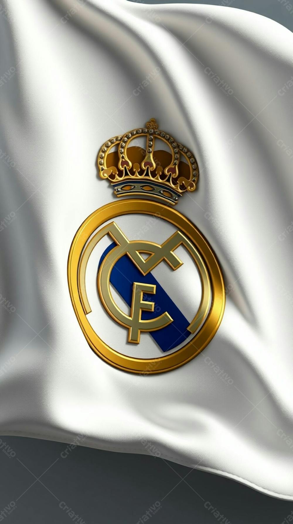 High Detail 3D Render Depicting A Real Madrid Flag Sculpted From Clay, With Smooth Color Gradients And Realistic Textures. The Flag&#39;S White Fabric Subtly Waves,