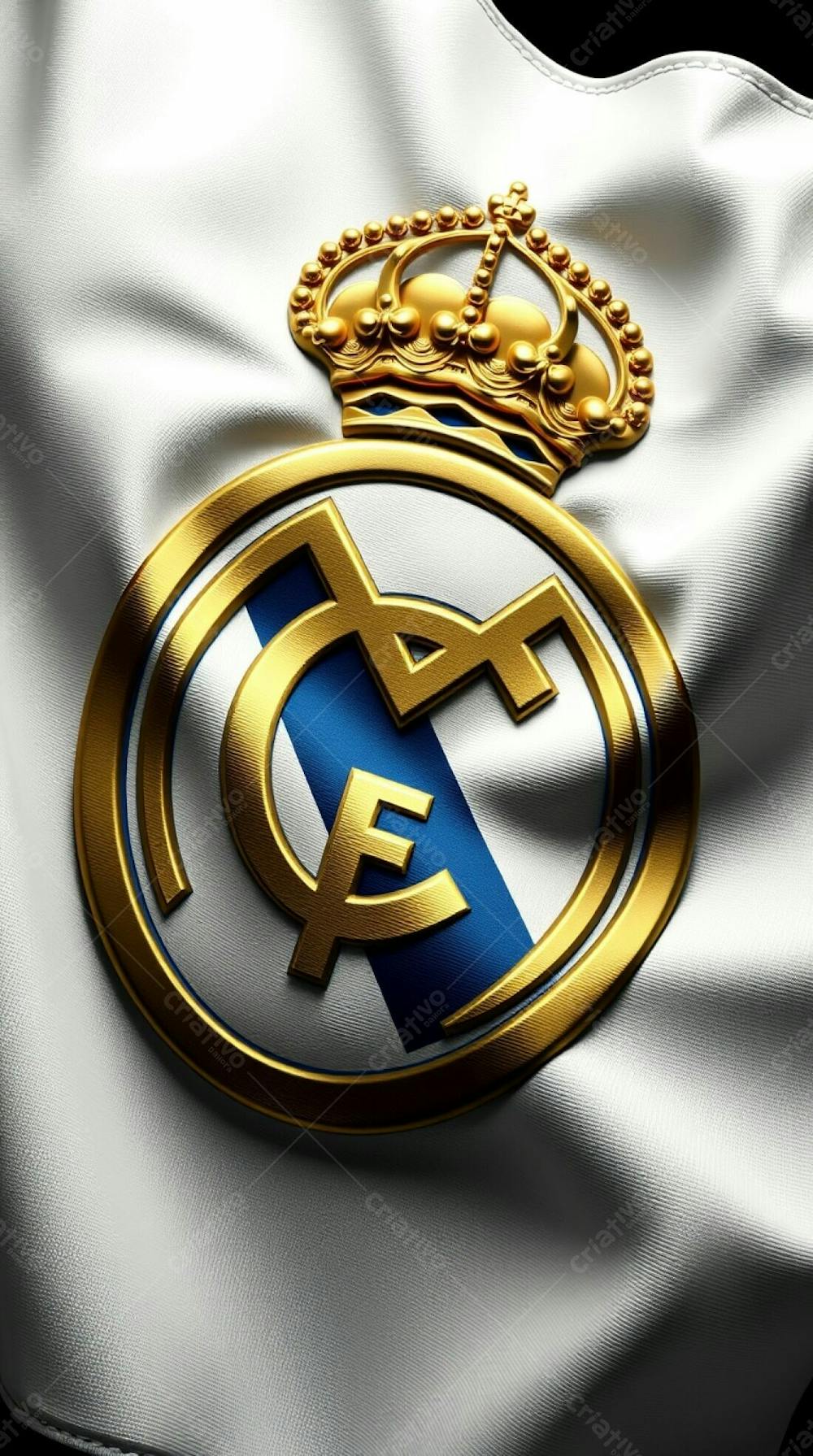 Highly Detailed 3D Rendering Of A Real Madrid Flag, With Emphasis On Texture And Realistic Lighting. The Flag Is Rendered With Sculpted Clay Aesthetics, Featuring