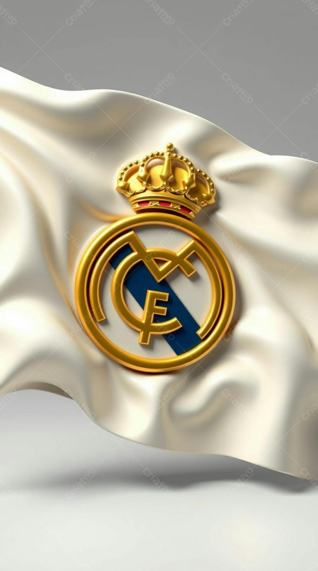 Brasão Real Madrid em tecido branco