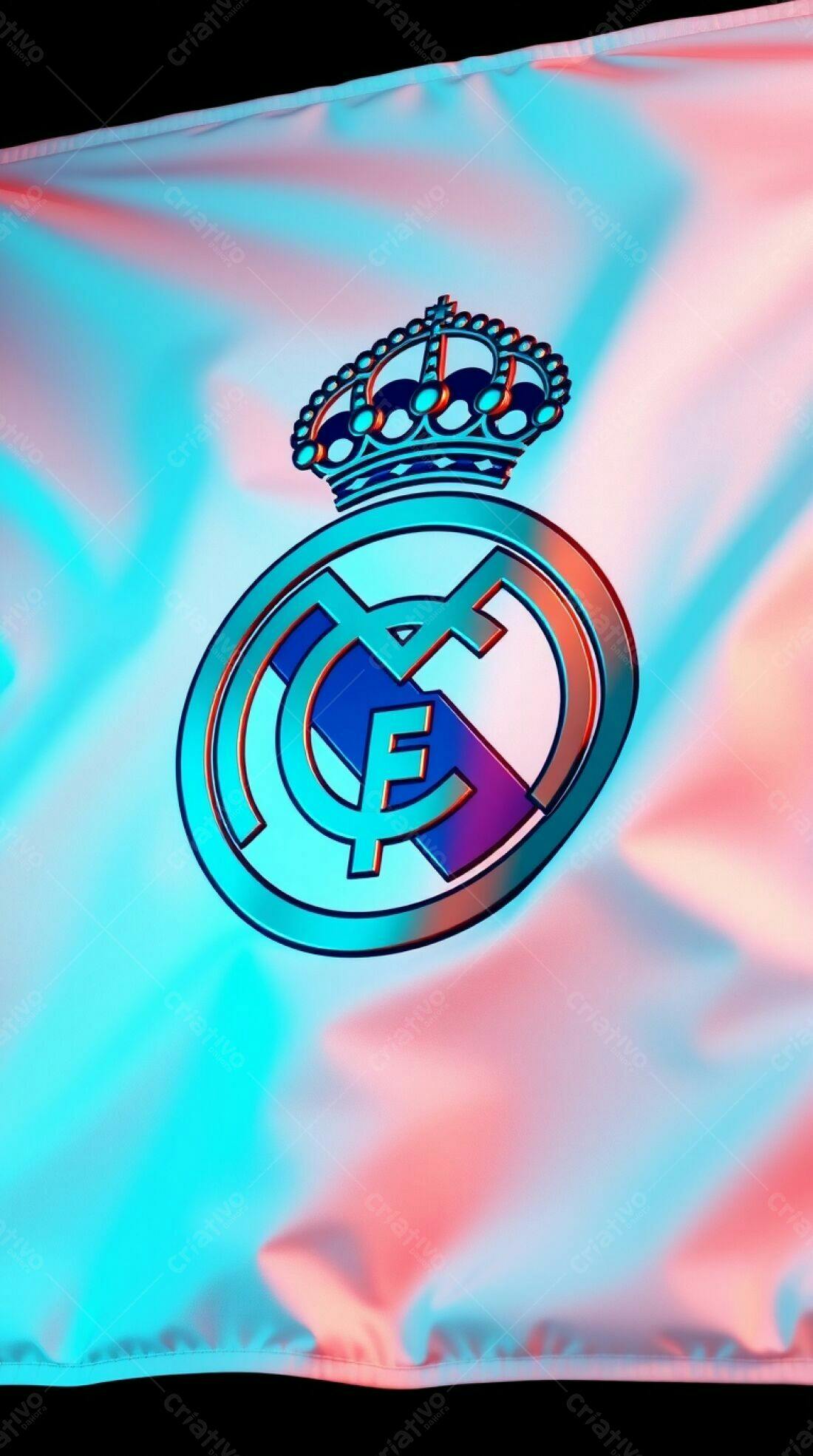 Brasão Real Madrid em tecido azul e rosa