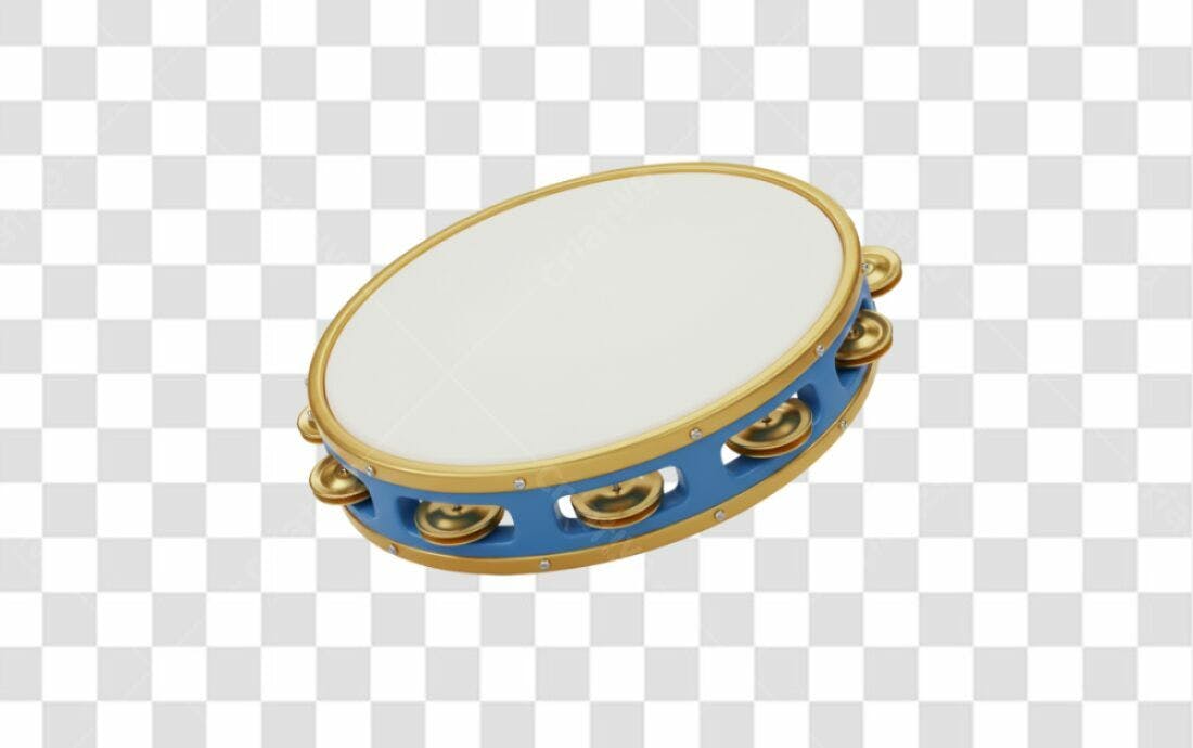 Icone Tamborim Azul e Dourado PNG com fundo transparente