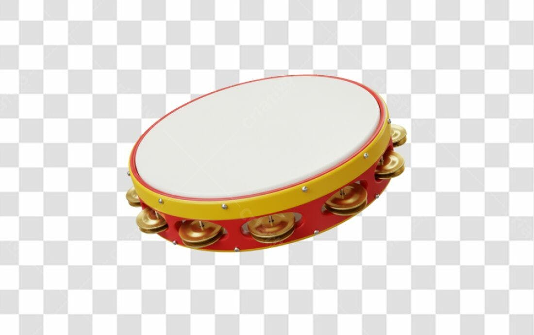 Icone Tamborim Vermelho e Amarelo PNG com fundo transparente