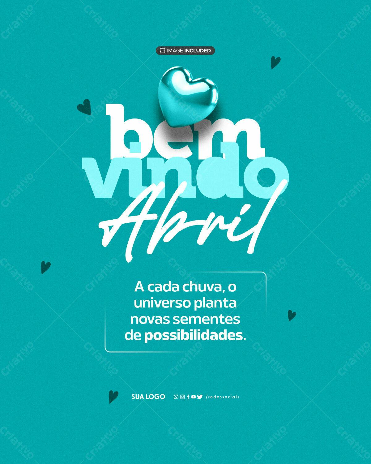 Postagem Boas Vindas Abril PSD Editável