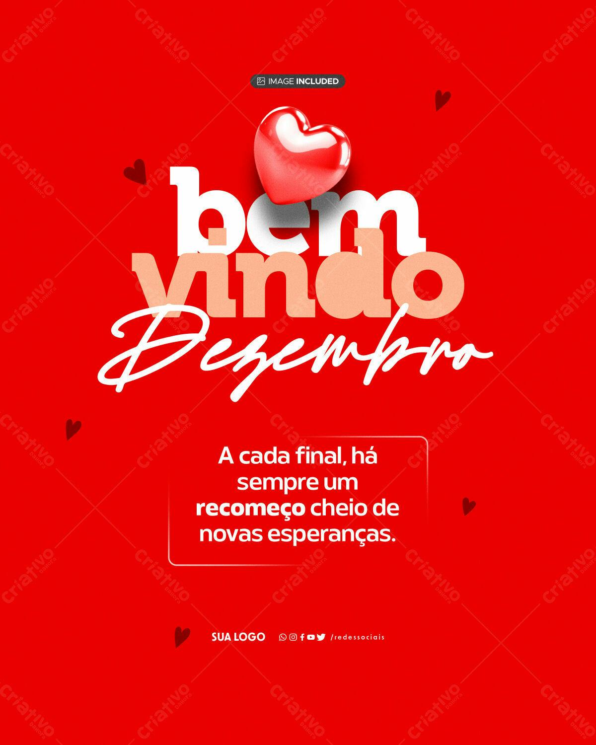 Postagem Boas Vindas Dezembro PSD Editável