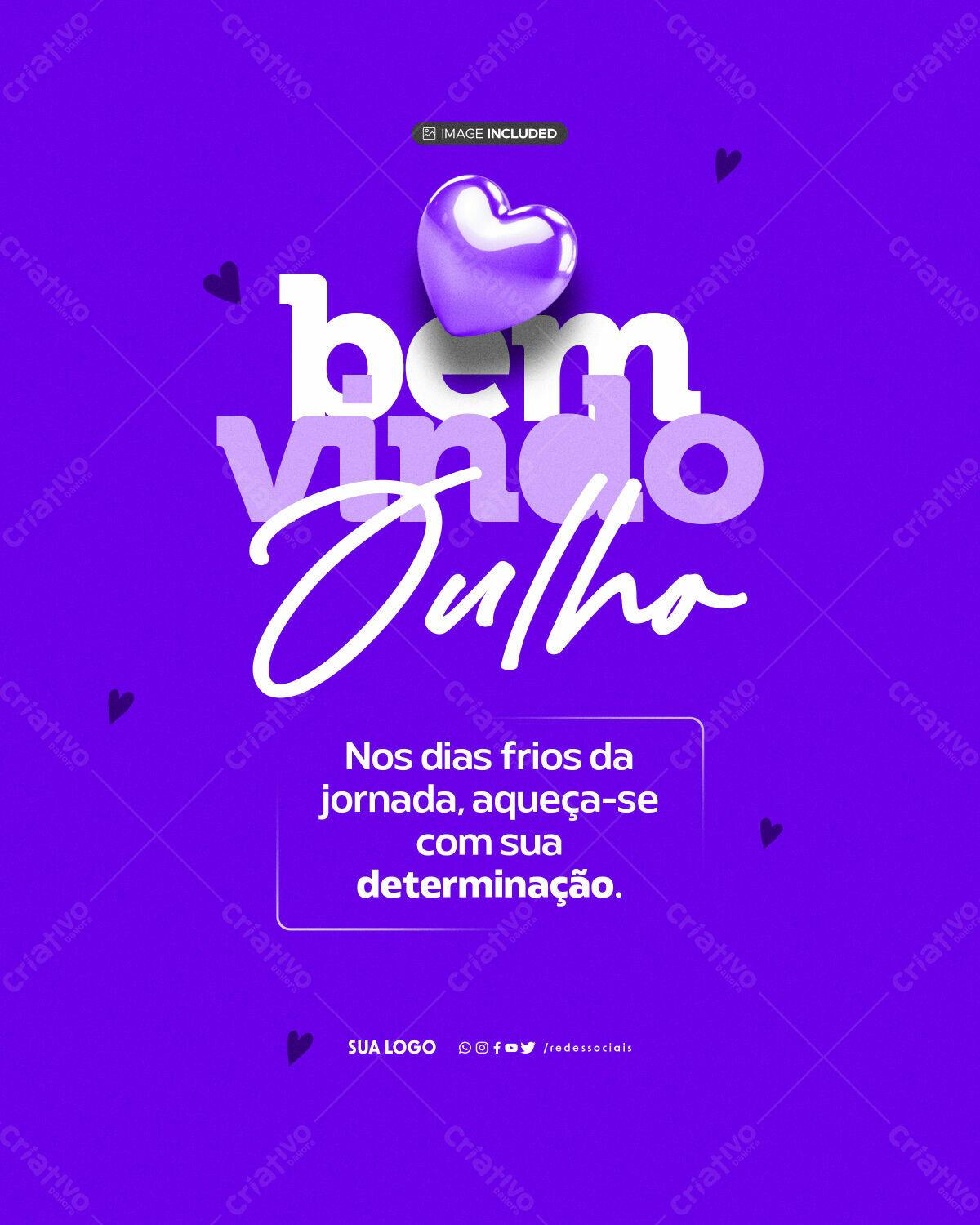 Postagem Bem-Vindo Julho PSD Editável