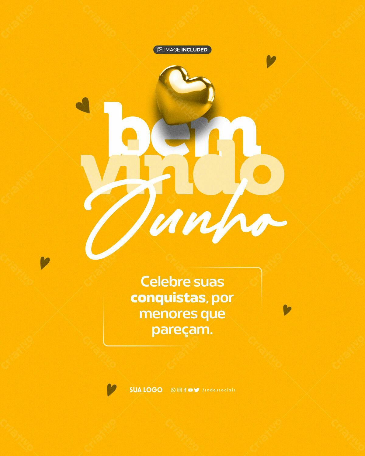Postagem Boas Vindas Junho PSD Editável