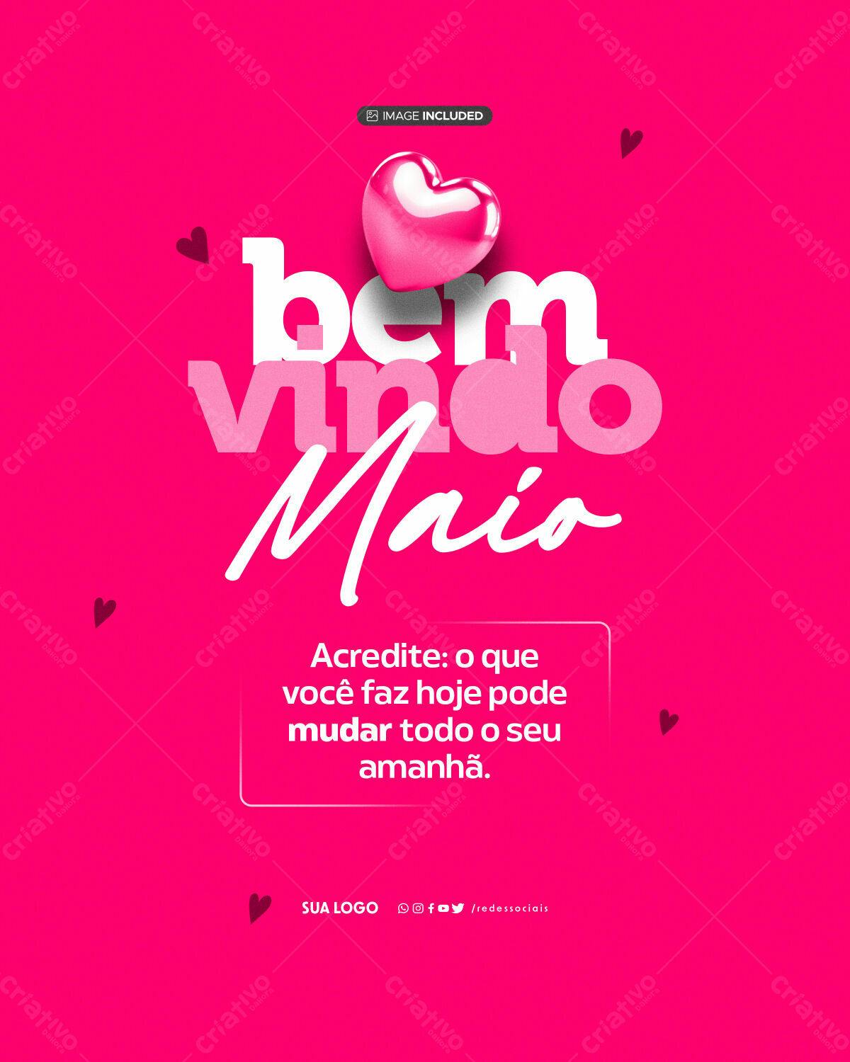 Postagem Boas Vindas Maio PSD Editável