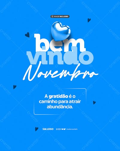 Social Media Bem Vindo Novembro Azul Céu